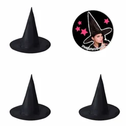 3 st Halloween hatt svart Oxford tyg trollkarl hatt smink kostym rekvisita häxhatt häxhatt(L)> Huvudbonader