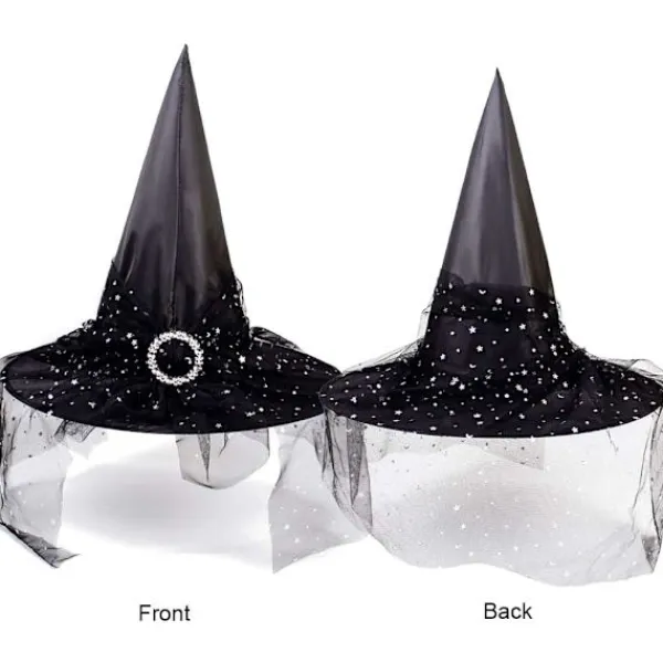 2 st Halloween häxhatt kostym cosplay hatt med snygga mesh kors rekvisita> Huvudbonader