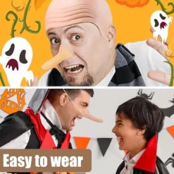FMYSJ 4 st Halloween Kostymtillbehör för Vuxna, Latex Skallig Huvud med Peruk, Randig Halsduk, Falsk Lång Näsa, Rollek Party Tecknad Cosplay (FMY)><noscript><img width=