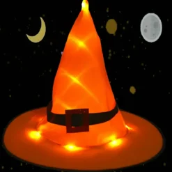 2 st Halloween lysande häxhatt orange häxhatt cosplay med Cr> Huvudbonader