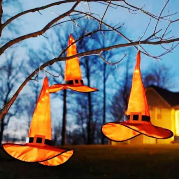 2 st Halloween lysande häxhatt orange häxhatt cosplay med Cr> Huvudbonader