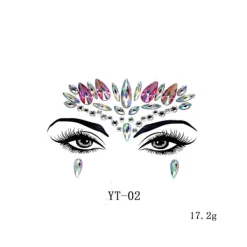 6 st Halloween Noctilucent Face Gems Tattoo Sticker,cosplaya><noscript><img width=