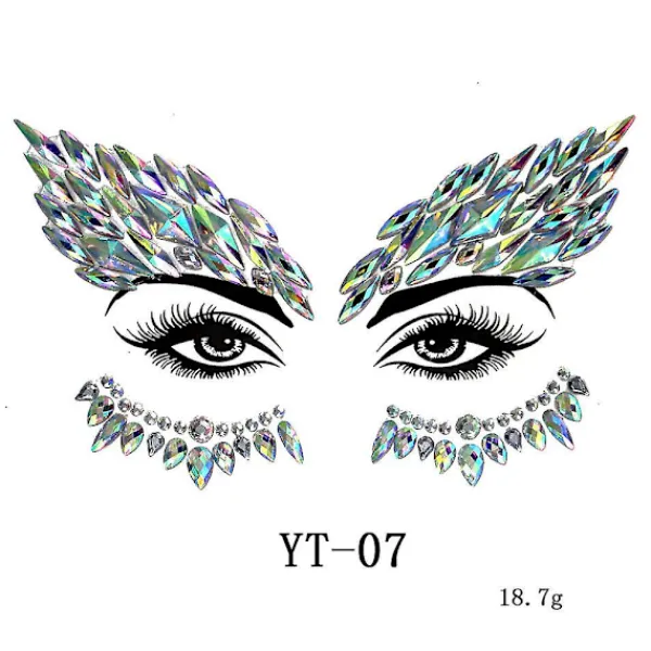 6 st Halloween Noctilucent Face Gems Tattoo Sticker,cosplaya> Smink