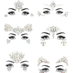 6 st Halloween Noctilucent Face Gems Tattoo Sticker, cosplay> Smink