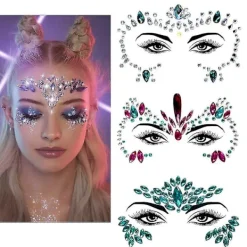 3 st Halloween Noctilucent Face Gems Tattoo Sticker,cosplayf> Smink