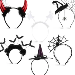 6 st Halloween Pannband Djävulshorn Pannband Spindel Pannband Witch_yux> Huvudbonader