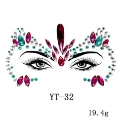 3 st Halloween Självlysande Ansiktsjuveler Tatuering Klistermärke, cosplayf><noscript><img width=