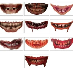 10 st Halloween Tatuering Klistermärken Mun Tatueringar Halloween[GKS]><noscript><img width=