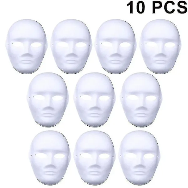 10 st Halloweenmasker av plast för pyssel och målning Stil 1-max> Masker