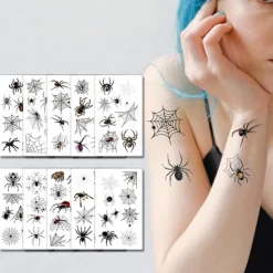 10 st Halloween-tatueringsdekaler Realistiska Vattentäta Tillfälliga Spindeldekaler för Festlig Dekoration><noscript><img width=