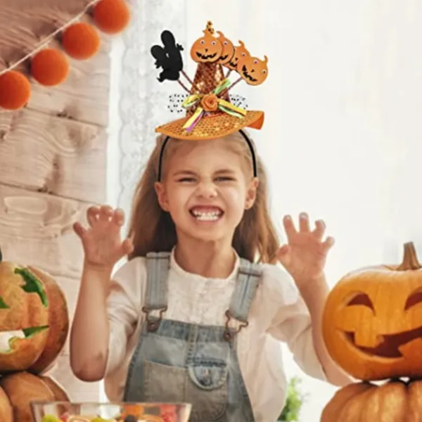 2 st Häx Pumpa Hatt Huvudband Halloween Häxhatt Hår Kostym> Huvudbonader