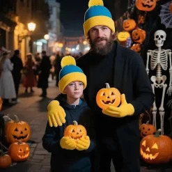 2 st Jul Cosplay Rolig Mössa och Handskar, Unisex Vinter Varm Klassisk Stickad Mössa, Halloween, Nyårs Kostymtillbehör Hat + Glove> Tillbehör