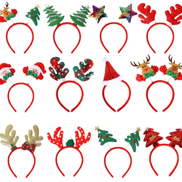 12 st juldiadem, juldiadem för kvinnor, barn och män, jultema hårband, stilar med snö> Tillbehör