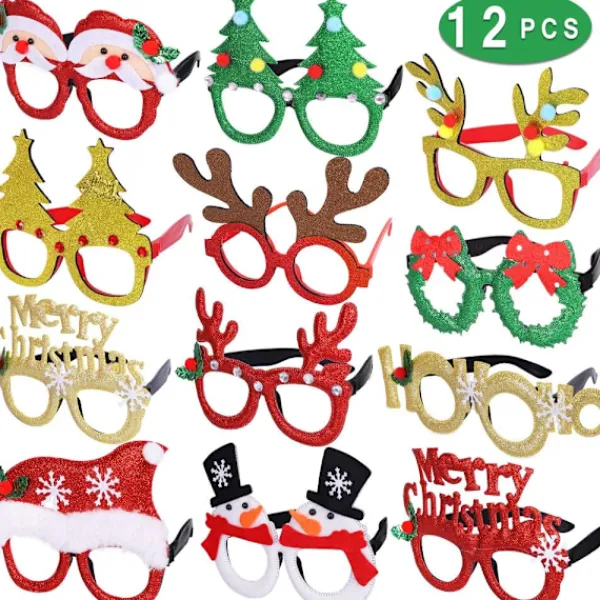 12 st Julglasögon Glitter Festglasögon Bågar jul> Tillbehör