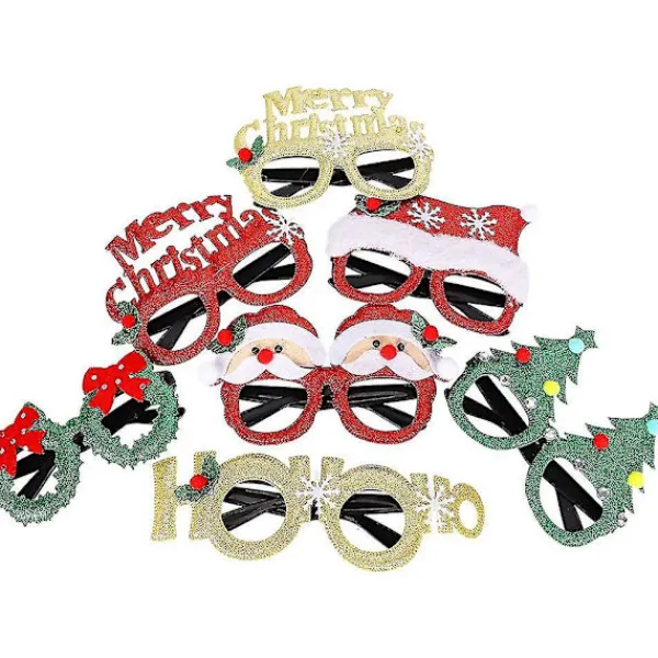 12 st julglasögon med glitter, festglasögon, juldekoration, kostymglasögon, kompatibla med julpartyn, semestergåvor, fotorekvisita> Tillbehör