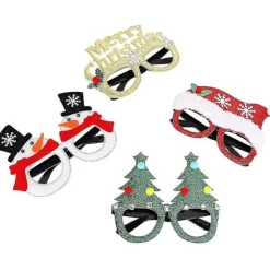 12 st julglasögon med glitter, festglasögon, juldekoration, kostymglasögon, kompatibla med julpartyn, semestergåvor, fotorekvisita><noscript><img width=