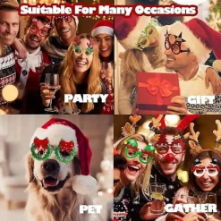 18 st julglasögon med glitter, festglasögon, juldekoration, kostymhattar till jul><noscript><img width=