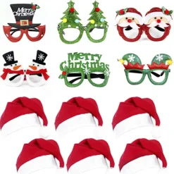 12 st julhatt och glasögonset, glitterfestglasögon> Tillbehör
