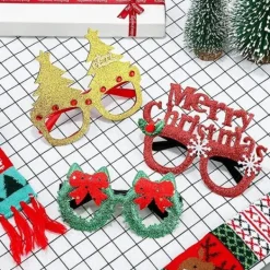 12 st julhatt och glasögonset, glitterfestglasögon><noscript><img width=