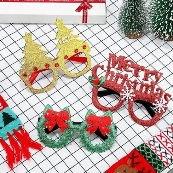 12 st julhatt och glasögonset, glitterfestglasögon> Tillbehör