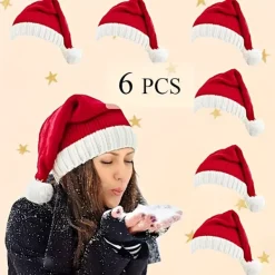 FMYSJ 3 st Julhattar, Varm Höst- och Vintermössa för Kvinnor & Män, Stretchig Unisexdesign, Perfekt Julklapp, Jultillbehör, Festliga (FMY) 6PCS(big)> Huvudbonader