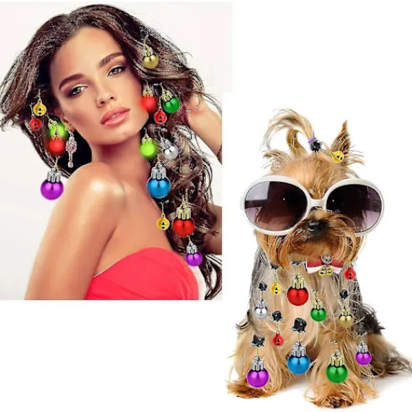 16 st julskäggprydnader, julskäggklockor tomtebardsklämma julgranskulor prydnad för vuxna män kvinnor kostymdekoration skägg hår Chri> Tillbehör