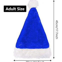 3 st. Jultomtehatt för vuxna, blå och vit, traditionell tomtehatt i plysch, julparty (blå)><noscript><img width=