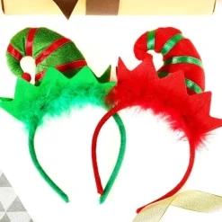 2 st jultomtehuvudband flerfärgat huvudband tomteluvahuvudband> Huvudbonader