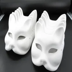 20 st Katmasker Therianmasker Tillverkade av Vitt Papper för DIY-målning Cat mask><noscript><img width=