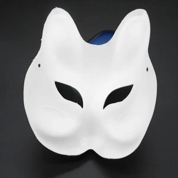20 st Katmasker Therianmasker Tillverkade av Vitt Papper för DIY-målning Cat mask> Masker
