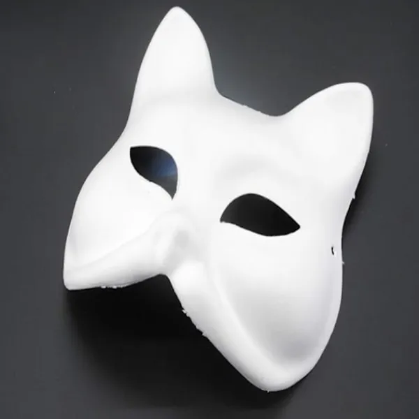20 st Katmasker Therianmasker Tillverkade av Vitt Papper för DIY-målning Cat mask> Masker