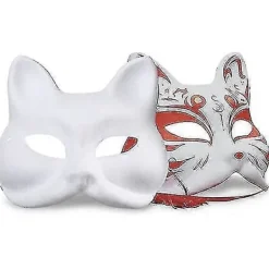 3 st Katmasker Vitt Papper Tomma Handmålade Ansiktsmasker Gör-det-själv Omålade Djur Halva Ansiktsmasker För Födelsedagsfest Favör Tillbehör A><noscript><img width=