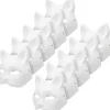 10 st Kattmasker för Målning, Djurmasker Gör-det-själv Vita Halvmasker för Maskerad Halloween Barn Cosplay Masker Kostymfest Favörer> Masker