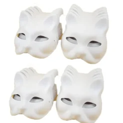 Unbranded 20 st Kattmasker Therianmasker gjorda av vitt papper för DIY-målning Cat mask> Masker