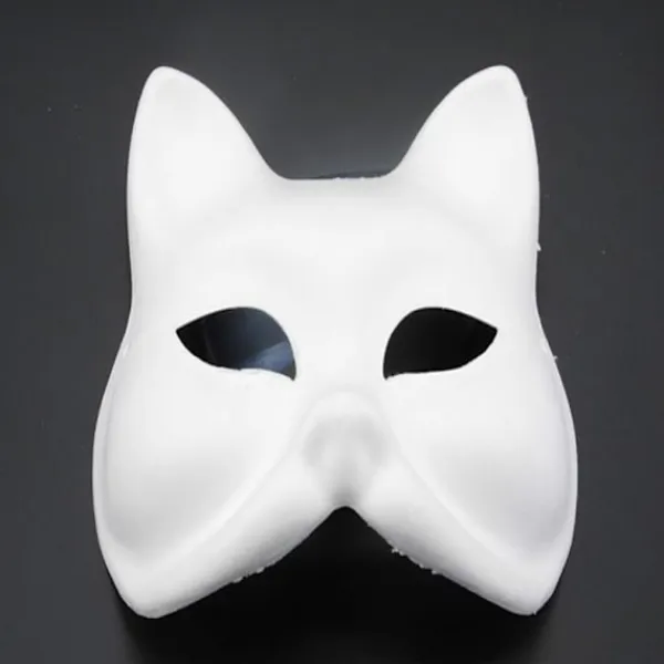 Unbranded 20 st Kattmasker Therianmasker gjorda av vitt papper för DIY-målning Cat mask> Masker