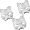 3 st Kattmasker Vitt Papper Tomma Handmålade Ansiktsmasker Gör-det-själv Omålade Djur Halva Ansiktsmasker För Födelsedagsfest Favör Tillbehör A> Masker