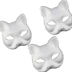 3 st Kattmasker Vitt Papper Tomma Handmålade Ansiktsmasker Gör-det-själv Omålade Djur Halva Ansiktsmasker För Födelsedagsfest Favör Tillbehör A> Masker