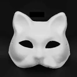3 st Kattmasker Vitt Papper Tomma Handmålade Ansiktsmasker Gör-det-själv Omålade Djur Halva Ansiktsmasker För Födelsedagsfest Favör Tillbehör A> Masker