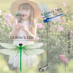 12 st Konstgjorda trollsländeklämmor för utomhusbruk 3D Trollsländedekor Trädgårdsarbete, 3D Trollslända Trädgårdsdekorativa klämmor [DB] Som Visas> Masker