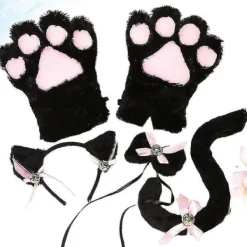 5 st Kreativ kattkostym Kattunge Svansöron Krage Tassar Handskar Anime Ta Gothic Set för fest szq><noscript><img width=