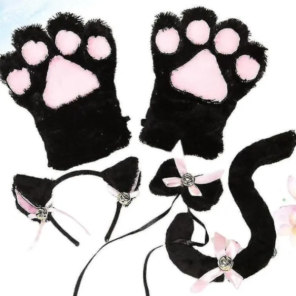 5 st Kreativ kattkostym Kattunge Svansöron Krage Tassar Handskar Anime Ta Gothic Set för fest szq> Tillbehör
