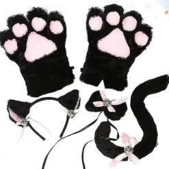 5 st Kreativ kattkostym Kattunge Svansöron Krage Tassar Handskar Anime Ta Gothic Set för fest szq><noscript><img width=