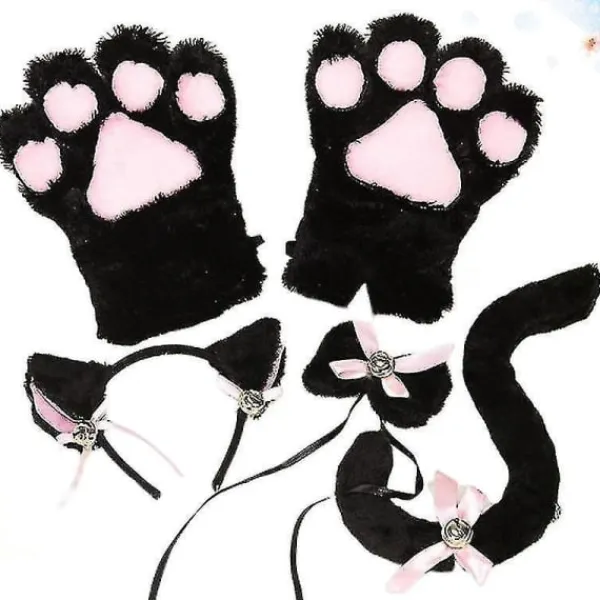 5 st Kreativ kattkostym Kattunge Svansöron Krage Tassar Handskar Anime Ta Gothic Set för fest szq> Tillbehör