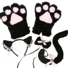 5 st kreativa katt cosplay kostym kattunge svans öron krage tassar handskar anime lolita gotisk set för fest> Tillbehör