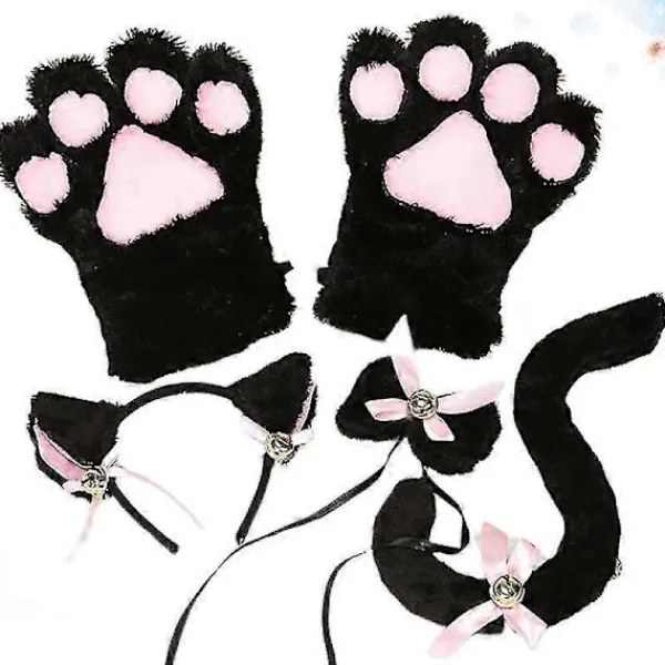 5 st kreativa katt cosplay kostym kattunge svans öron krage tassar handskar anime lolita gotisk set för fest> Tillbehör