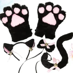 5 st Kreativa Katt Cosplay Kostym Kattunge Svansöron Krage Tassar G><noscript><img width=