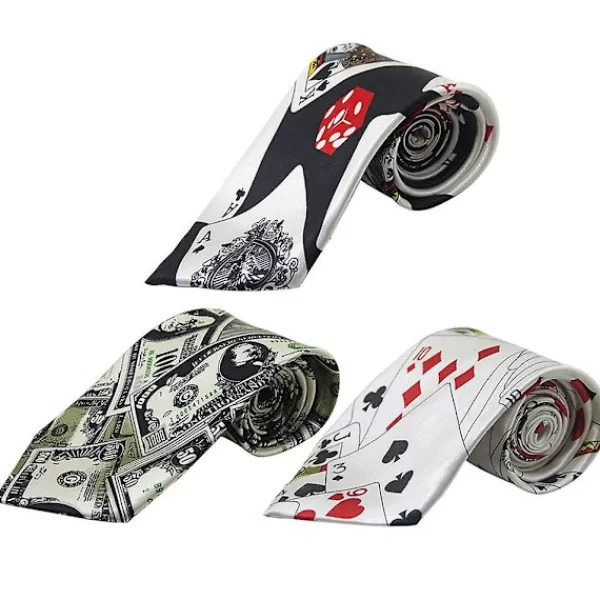 3 st kreativa poker tärningstryck slips mode trollkarl slips klä upp kostym rekvisita fest slips Poker pattern> Tillbehör