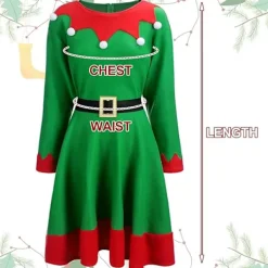 12 st Kvinnor Jul Tomte Kostym Jultomtens Hjälpredor Klänning Outfit Tomtehatt Klockor Öron Skor Jul Fancy för Fest (Storlek, XL)><noscript><img width=