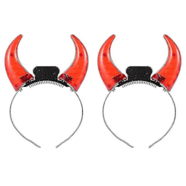 2 st LED Devil Horn Hårband Lyser Upp, Röda Halloween Party Kostymtillbehör - DSW> Huvudbonader