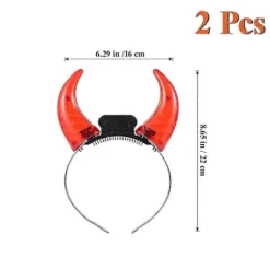 2 st LED Djävulshorn Hårband Lyser Upp, Röda Halloweenfest Kostymtillbehör> Huvudbonader